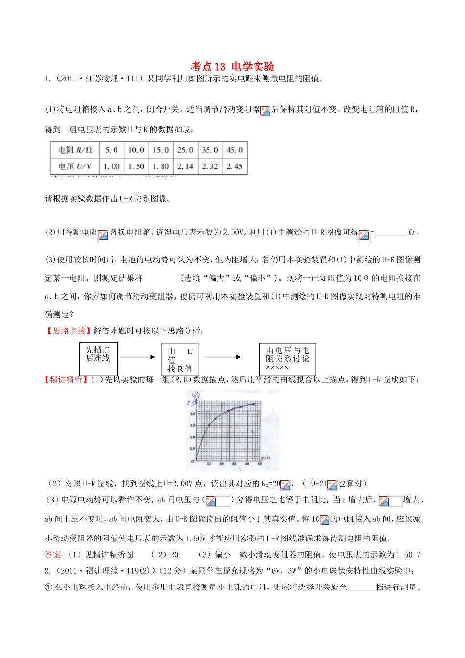 高考物理 考点汇总 考点13 电学实验_第1页