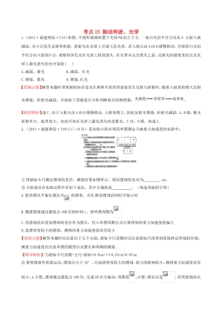 高考物理 考点汇总 考点15 振动和波、光学