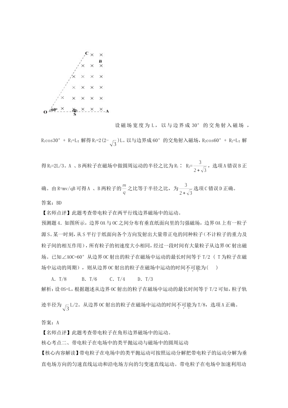 高考物理 考前预测核心考点专项突破 带电粒子在磁场中的圆周运动_第3页