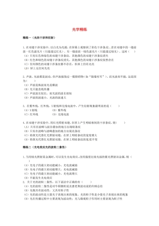 高考物理 考前预测核心考点专项突破 光学精练