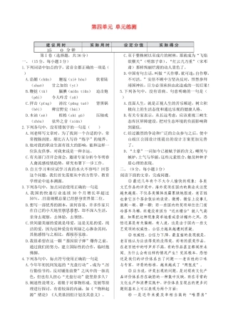 高中语文 第四单元单元练测 语文版必修5