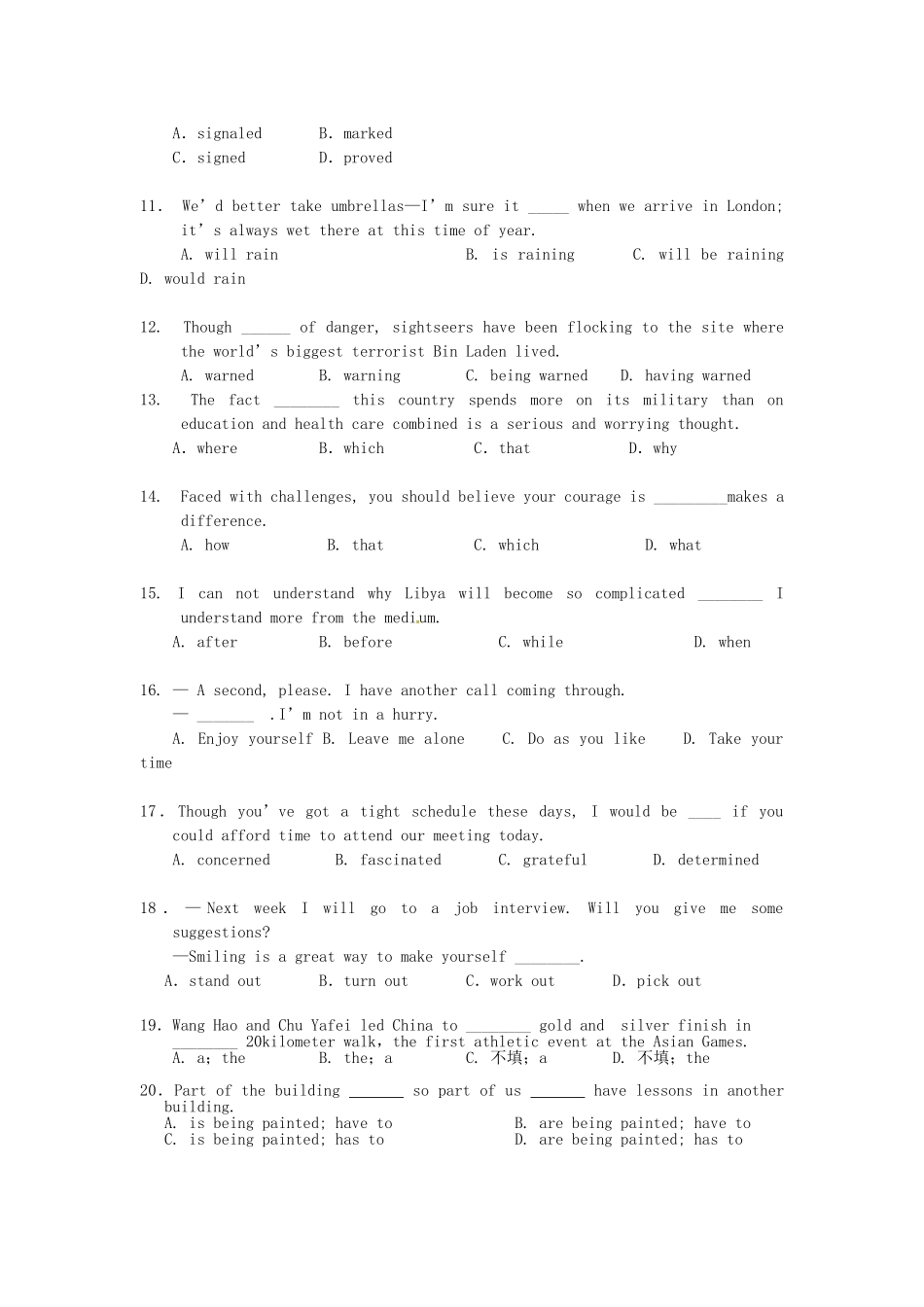 高考英语 最有可能考的50题（30道选择题+20道压轴题）_第2页