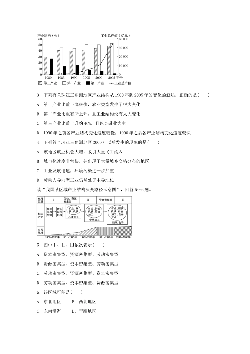 高考地理总复习 专题十 区域综合开发与可持续发展 第55练 区域工业化 城市化与可持续发展-人教版高三地理试题_第2页