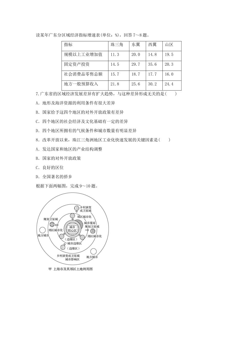 高考地理总复习 专题十 区域综合开发与可持续发展 第55练 区域工业化 城市化与可持续发展-人教版高三地理试题_第3页