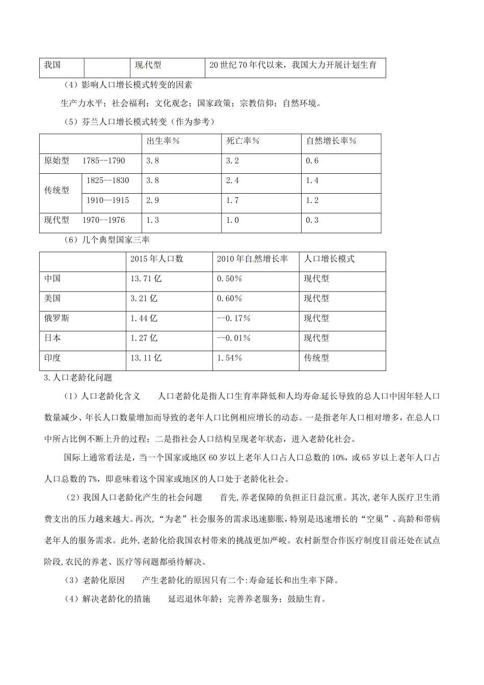 （新高考专版）高一地理 专题01 人口的数量变化同步有效作业（必修2）-人教版高一必修2地理试题_第3页