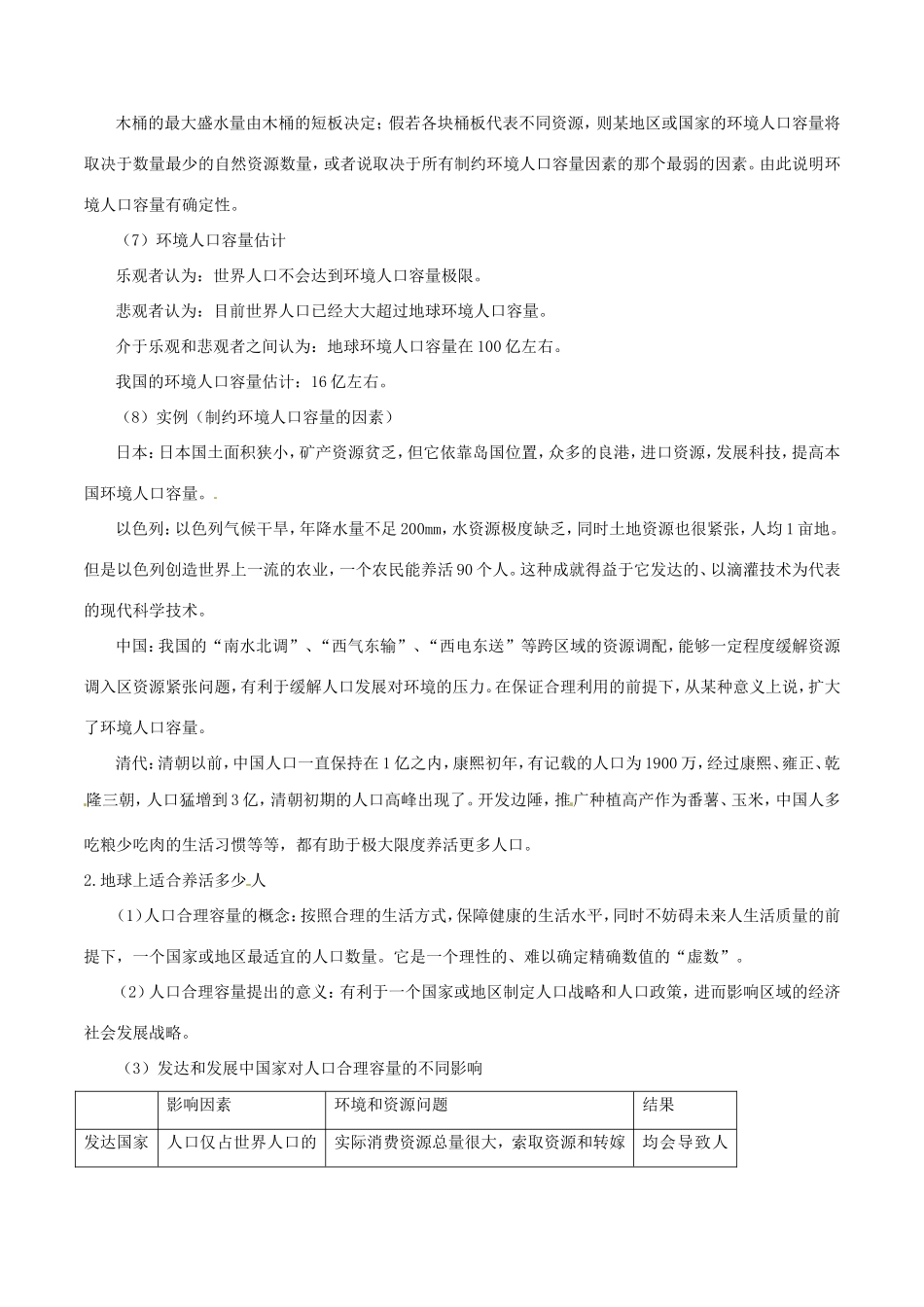 （新高考专版）高一地理 专题03 人口的合理容量同步有效作业（必修2）-人教版高一必修2地理试题_第2页