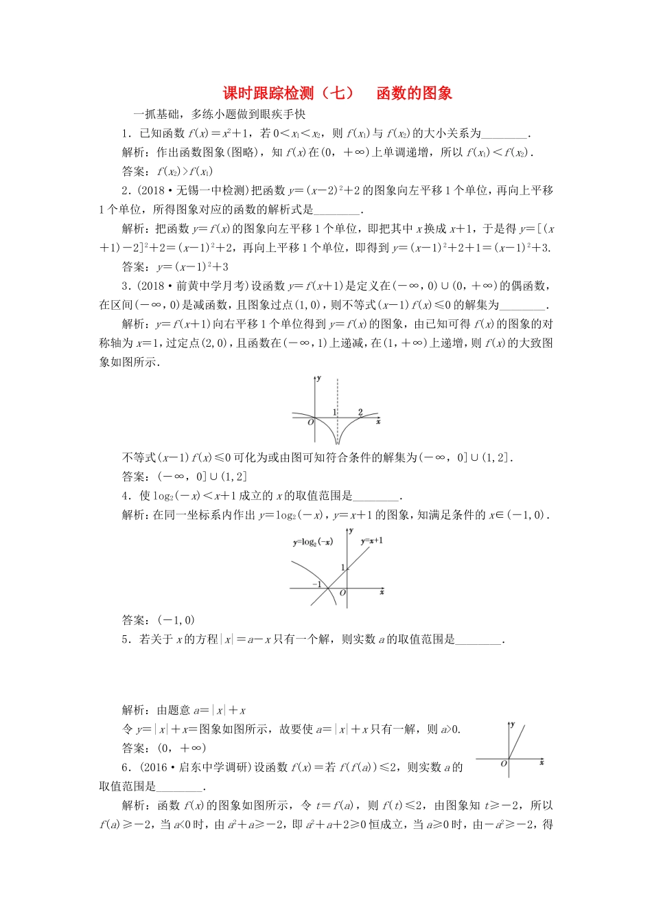 高考数学一轮复习 第二章 函数的概念与基本初等函数Ⅰ 课时跟踪检测（七）函数的图象 文-人教版高三数学试题_第1页