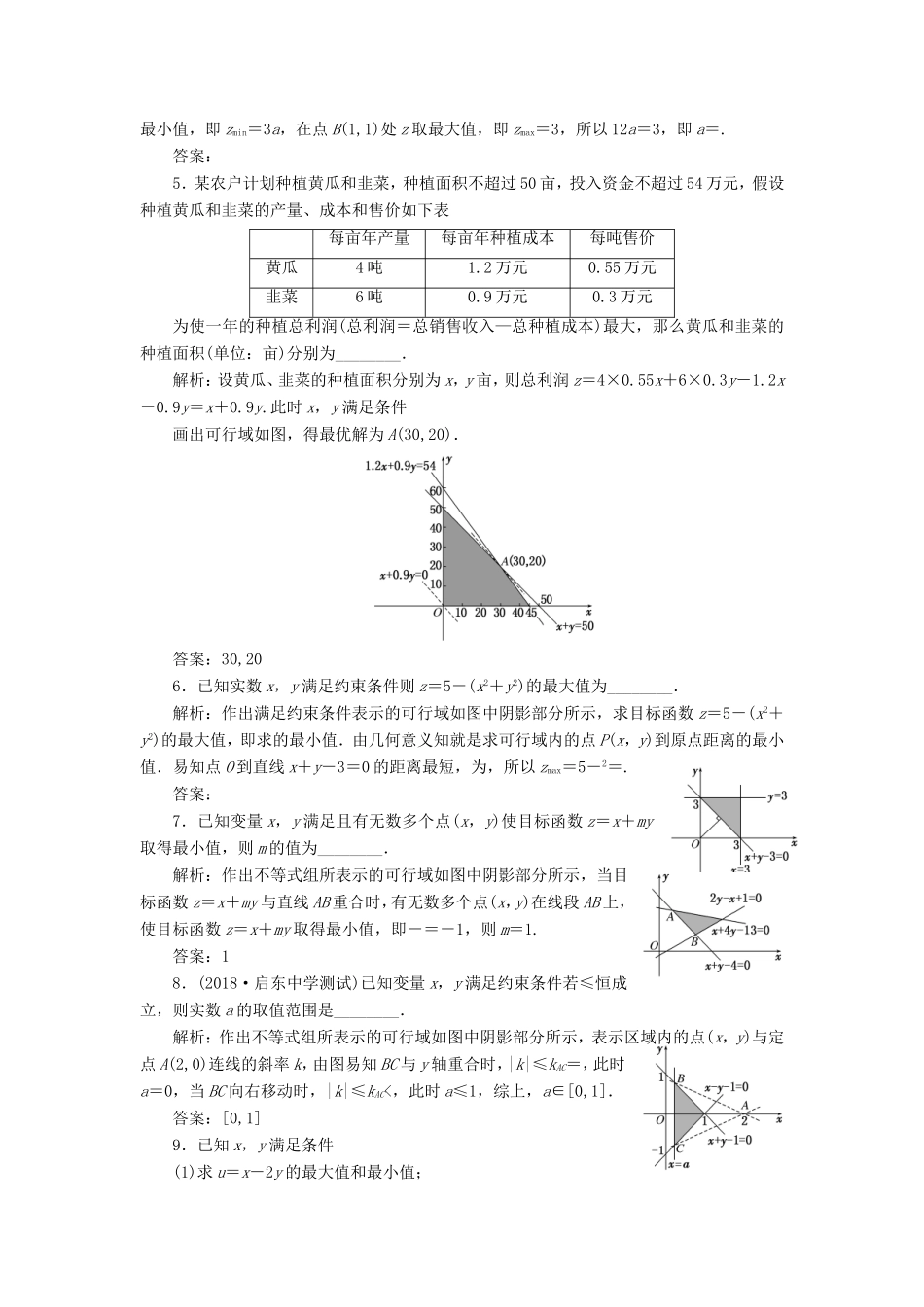 高考数学一轮复习 第七章 不等式 课时跟踪检测（三十二）二元一次不等式组与简单的线性规划问题 文-人教版高三数学试题_第3页