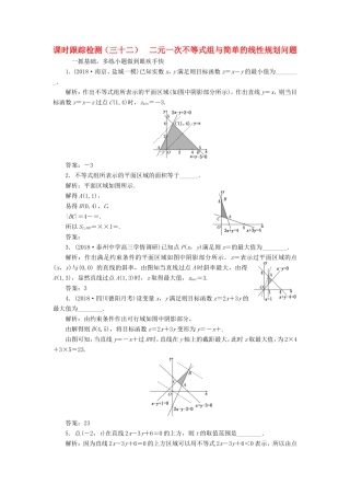 高考数学一轮复习 第七章 不等式 课时跟踪检测（三十二）二元一次不等式组与简单的线性规划问题 文-人教版高三数学试题