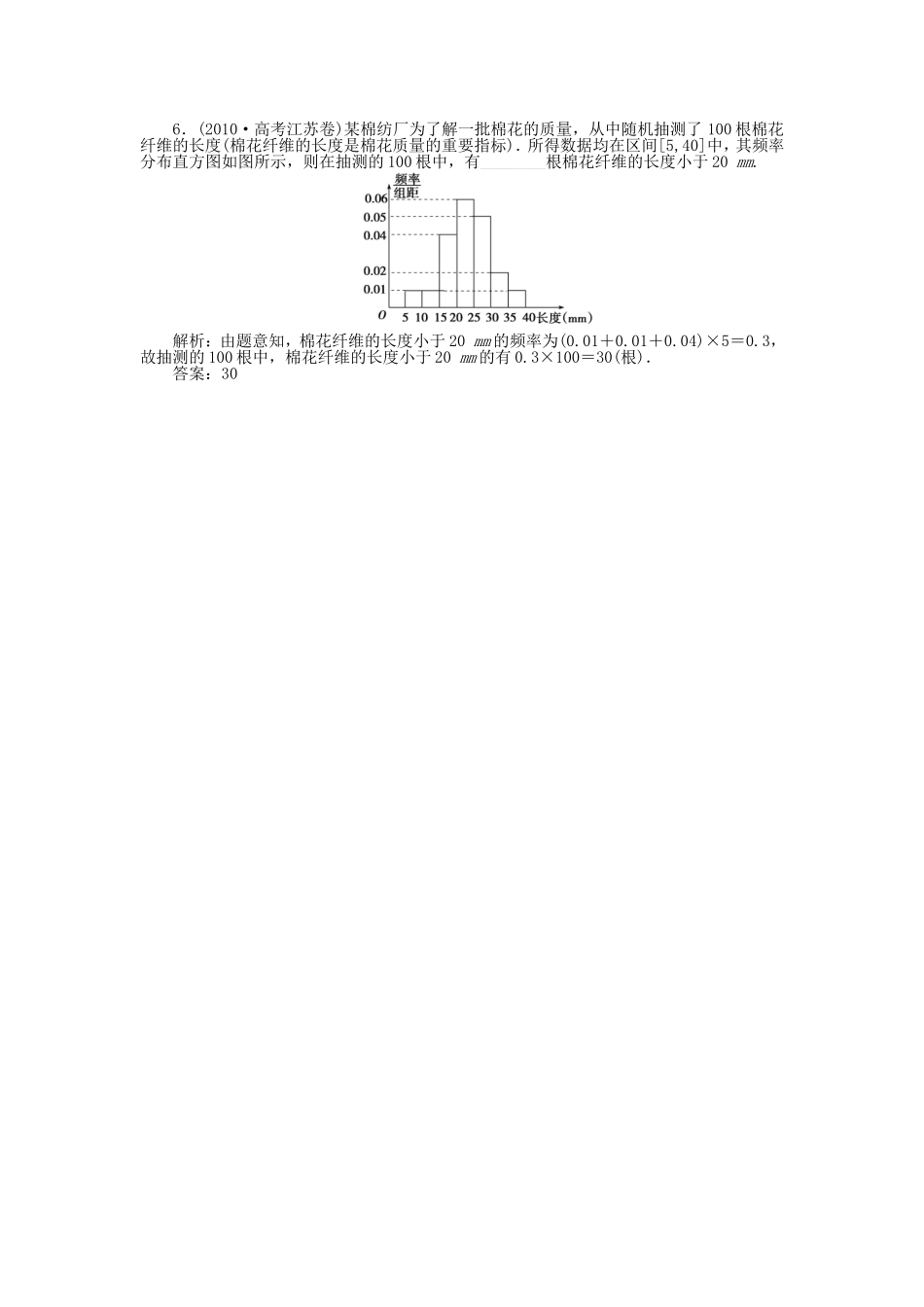 （江苏专用）高考数学总复习 第九章第3课时 用样本估计总体随堂检测（含解析）_第2页