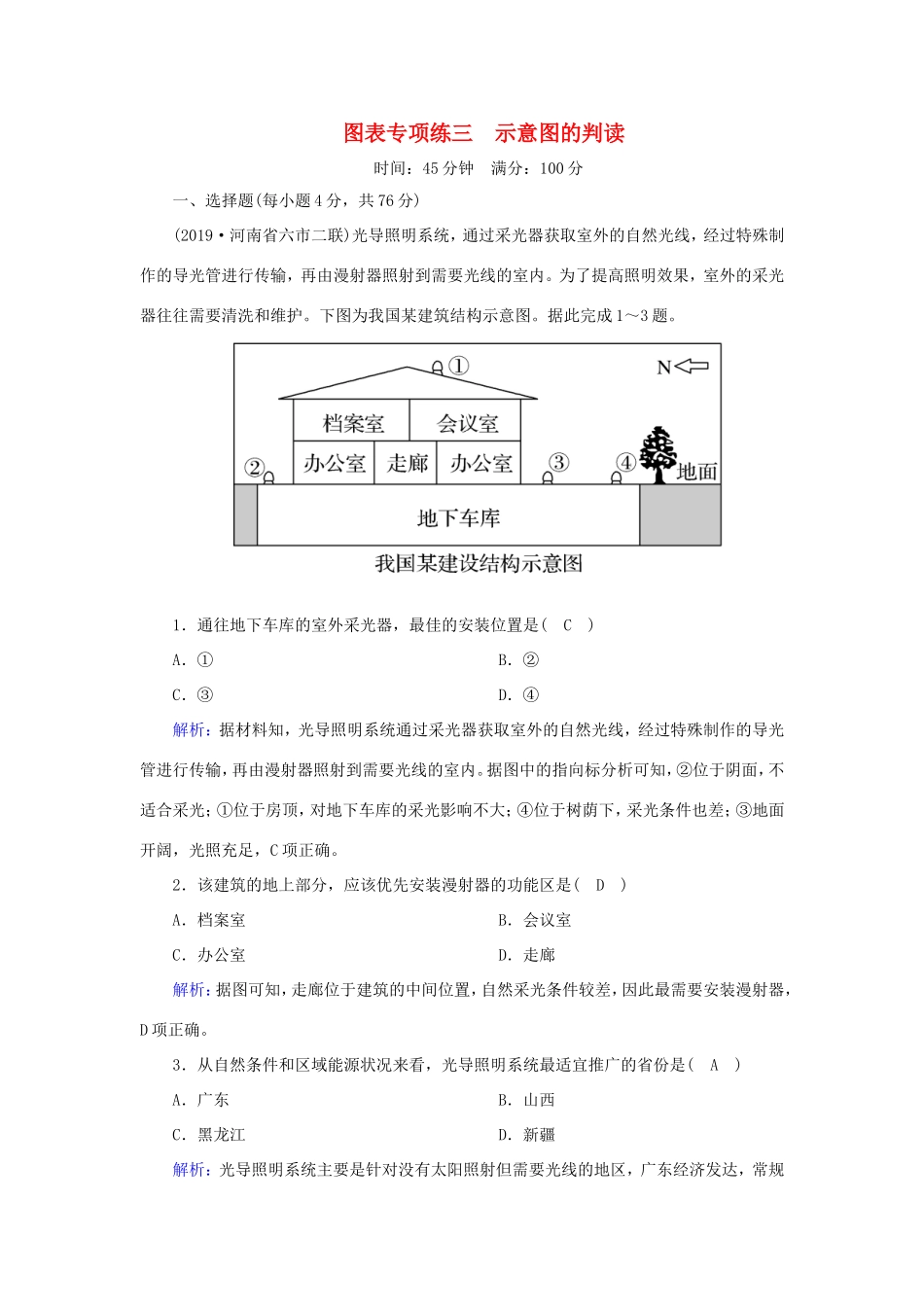 （新课标）高考地理二轮复习 图表专项练3 示意图的判读-人教版高三全册地理试题_第1页