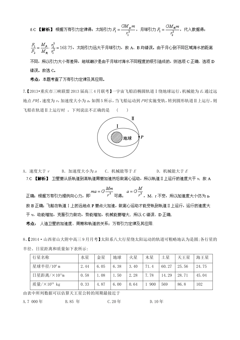 （江苏专用）高三物理（第02期）解析分项汇编 专题06 万有引力定律（含解析）新人教版_第3页
