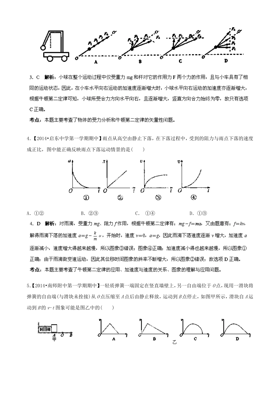 （江苏专用）高三物理解析分项汇编 专题03 牛顿运动定律（含解析）新人教版_第2页