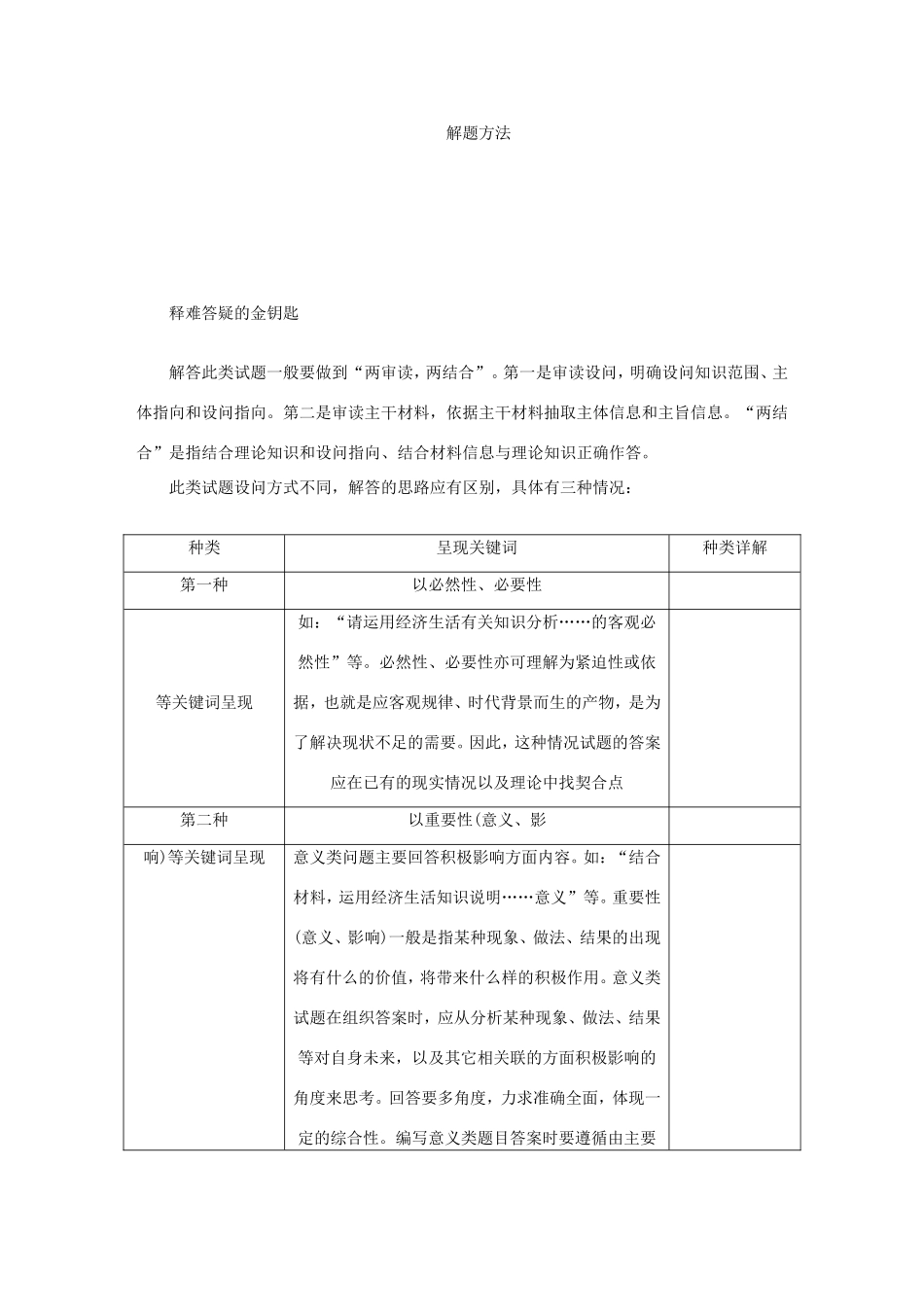 高考政治总复习 方法六 原因类试题 新人教版-新人教版高三政治试题_第2页