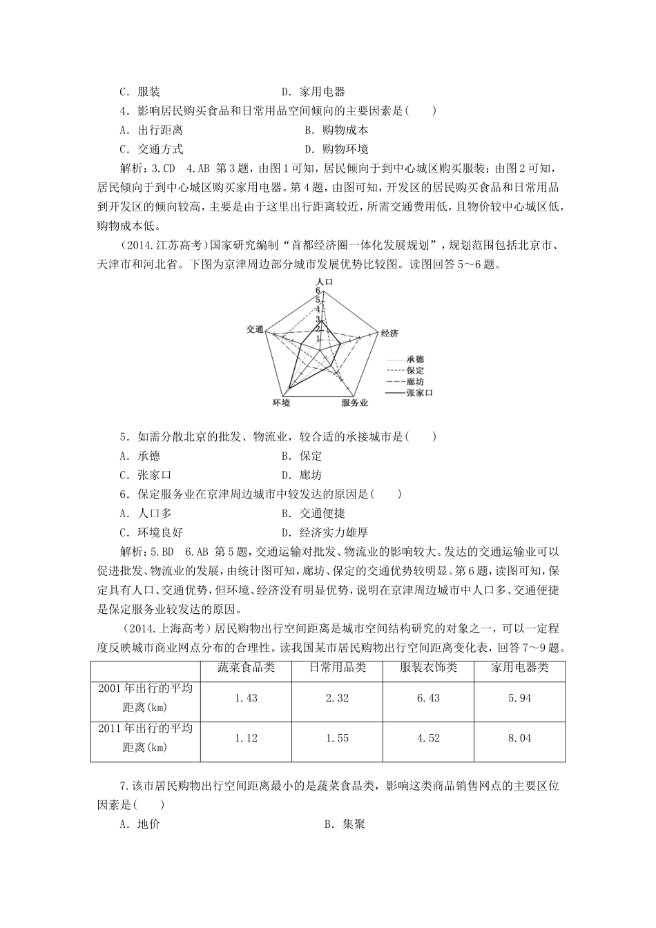 （新课标）高考地理5年真题备考题库 第七章 城市与城市化（含解析）-人教版高三地理试题_第2页