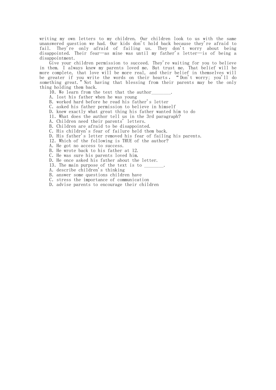 高考英语二轮复习 专题限时训练 故事型阅读理解_第3页