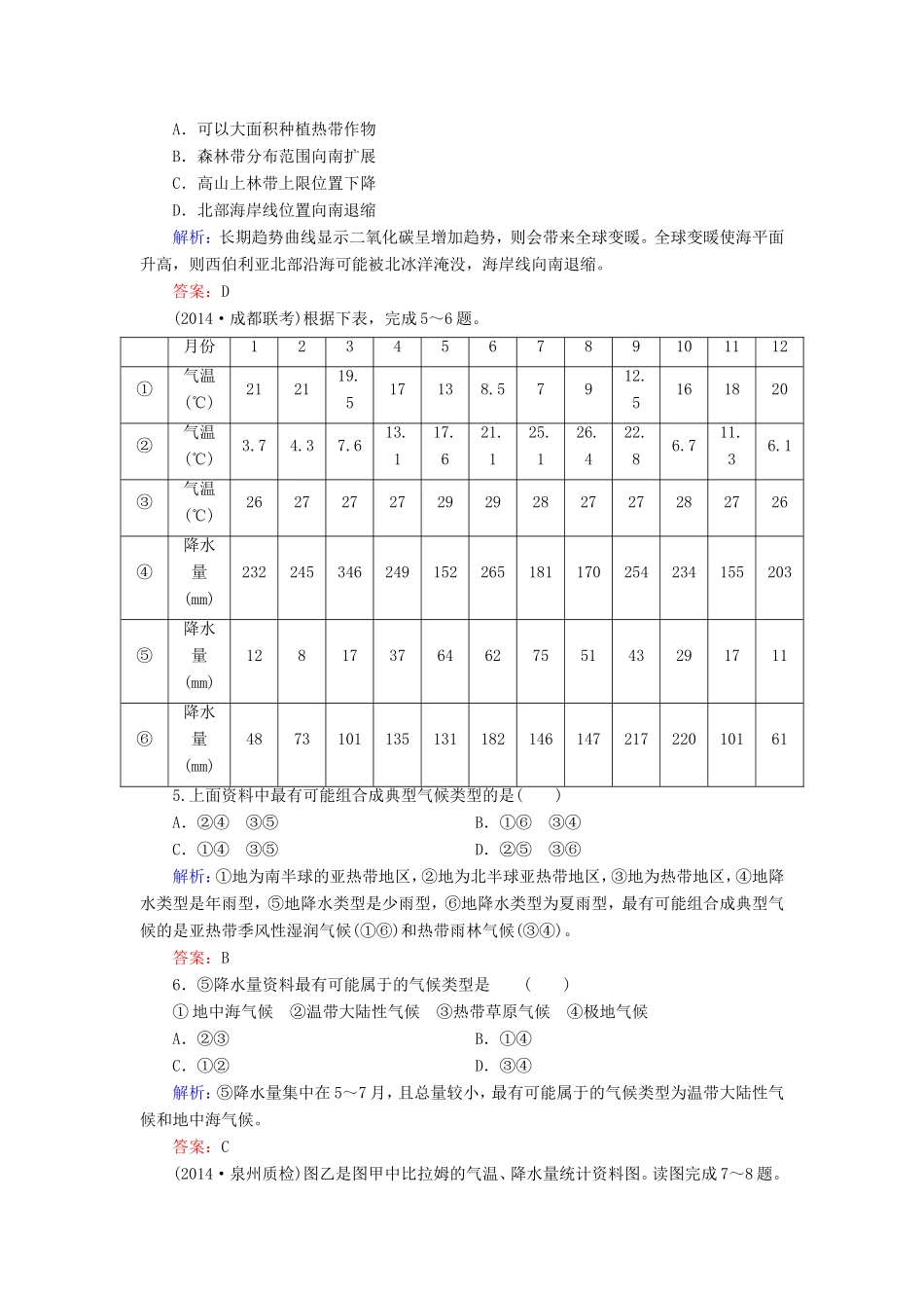 （新课标）高考地理总复习 课时跟踪训练10-人教版高三全册地理试题_第2页