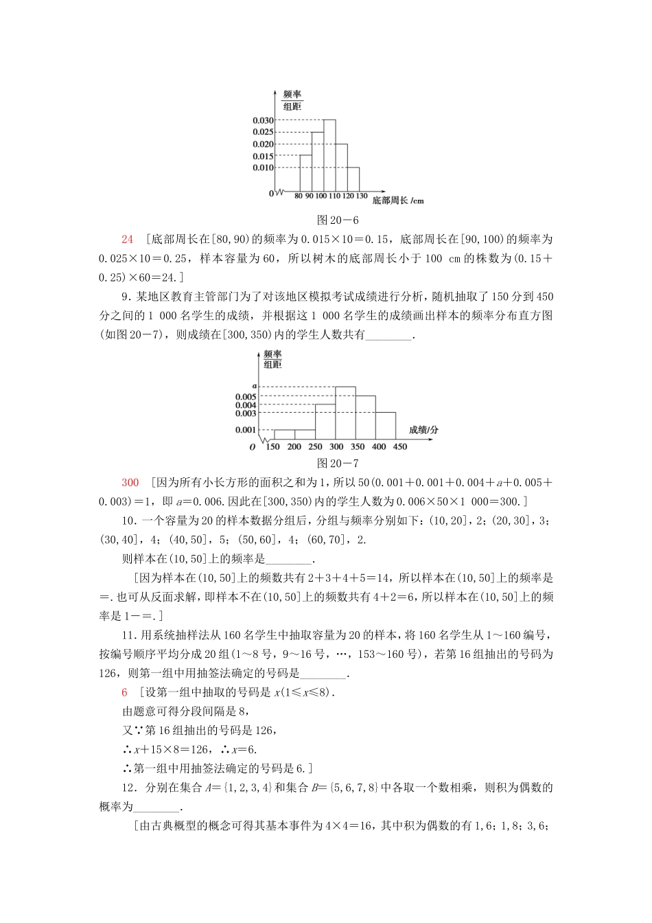 高考数学二轮专题复习与策略 第1部分 专题6 算法、复数、推理与证明、概率与统计 第20讲 概率、统计专题限时集训 理-人教版高三数学试题_第2页