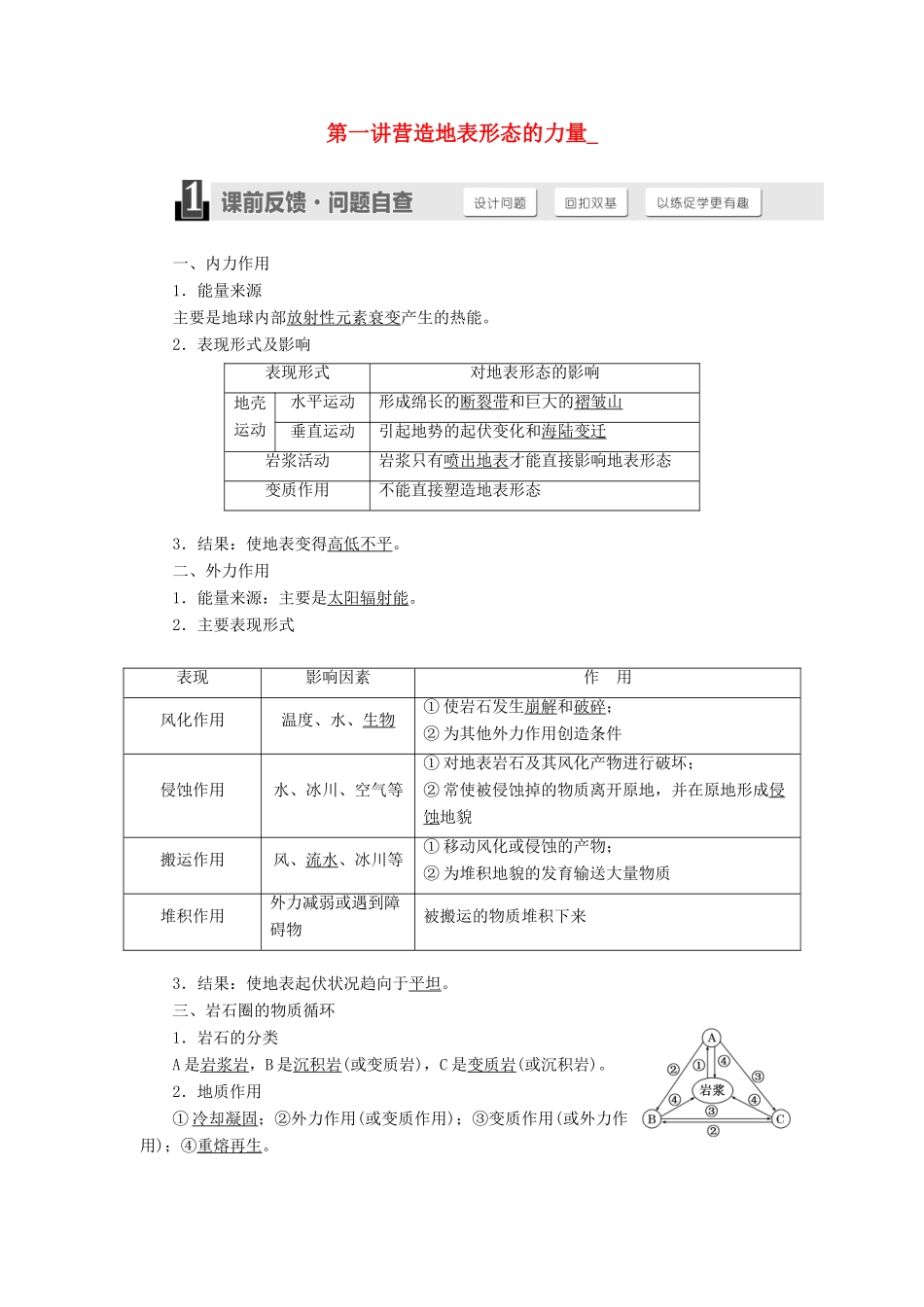 高考地理一轮复习 第四章 地表形态的塑造-人教版高三全册地理试题_第1页