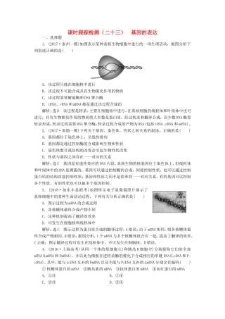 高考生物一轮复习 第二部分 遗传与进化 第二单元 基因的本质与表达 课时跟踪检测（二十三）基因的表达-人教版高三生物试题