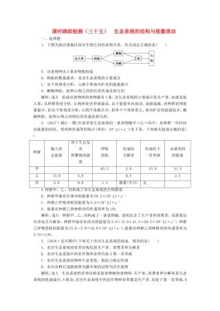 高考生物一轮复习 第三部分 稳态与环境 第四单元 生态系统与环境保护 课时跟踪检测（三十五）生态系统的结构与能量流动-人教版高三生物试题