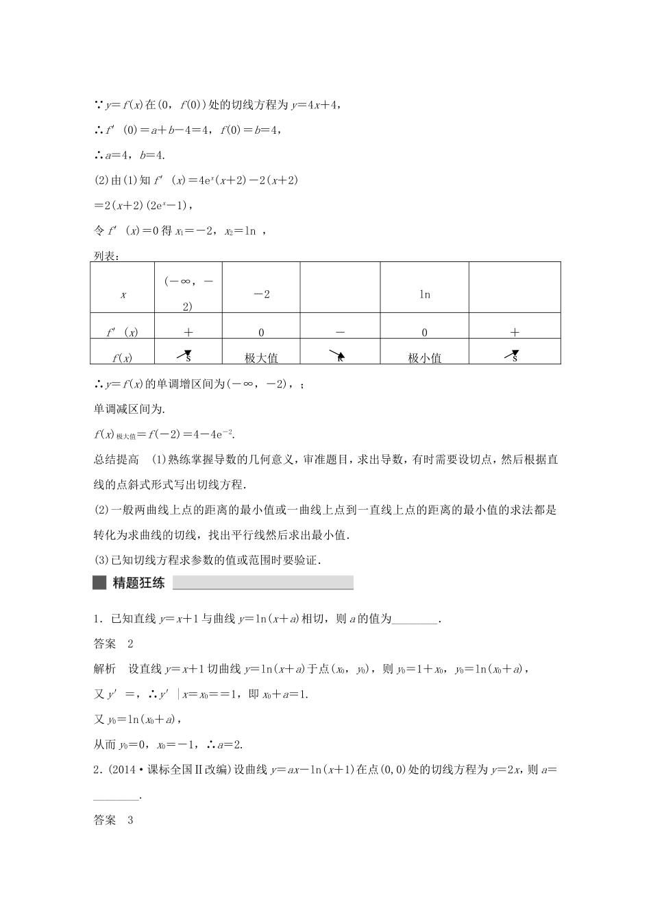 （江苏专用）高考数学 考前三个月 必考题型过关练 第14练 高考对于导数几何意义的必会题型 理_第2页
