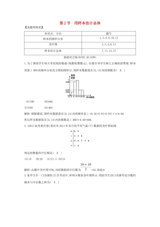 （普通班）高三数学一轮复习 第十篇 统计与统计案例 第2节 用样本估计总体基础对点练 理-人教版高三全册数学试题