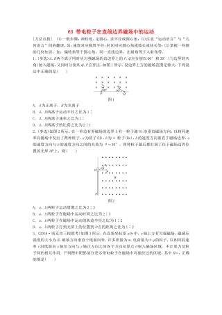 高考物理一轮复习 第八章 磁场 微专题63 带电粒子在直线边界磁场中的运动备考精炼-人教版高三物理试题