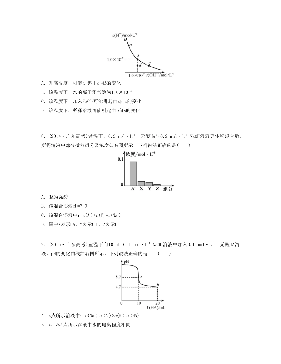 高考化学一轮复习 专题六 电解质溶液单元检测卷-人教版高三化学试题_第3页