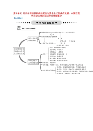 高考历史一轮复习 第9单元 近代中国经济结构的变动与资本主义的曲折发展、中国近现代社会生活的变迁单元智能整合-人教版高三历史试题