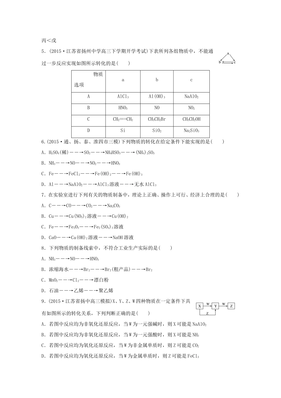 （江苏专用）高考化学大二轮总复习 热点题型排查练七 网络构建型-人教版高三全册化学试题_第2页