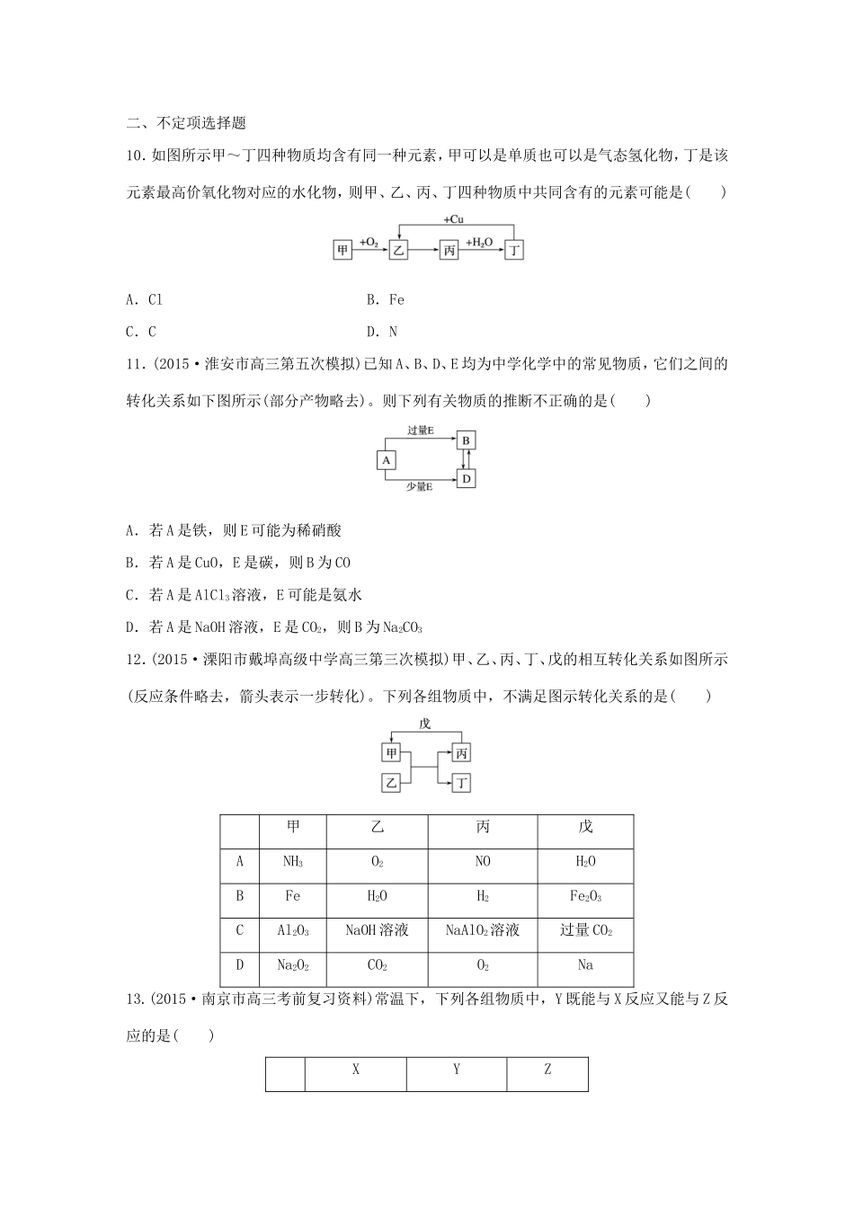 （江苏专用）高考化学大二轮总复习 热点题型排查练七 网络构建型-人教版高三全册化学试题_第3页