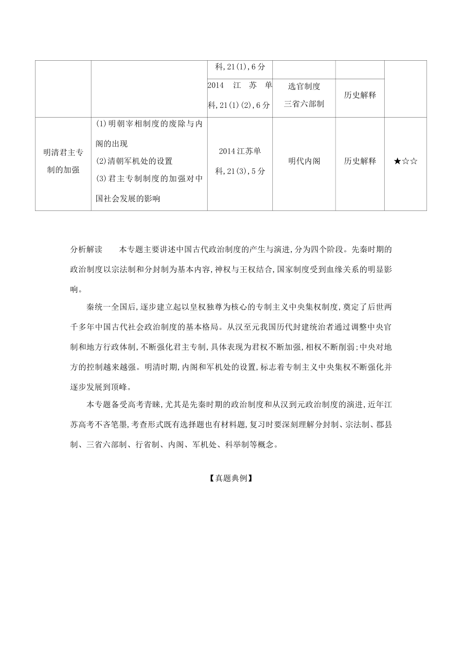高考历史一轮总复习 第一部分 中国古代史 专题一 古代中国的政治制度讲义-人教版高三历史试题_第2页