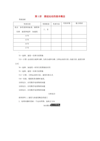 高考物理总复习 第1讲 描述运动的基本概念讲义-人教版高三物理试题