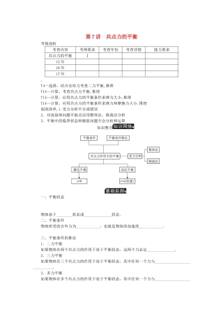 高考物理总复习 第7讲 共点力的平衡讲义-人教版高三物理试题