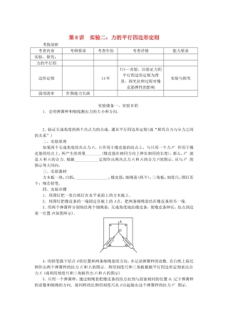 高考物理总复习 第8讲 实验二 力的平行四边形定则讲义-人教版高三物理试题