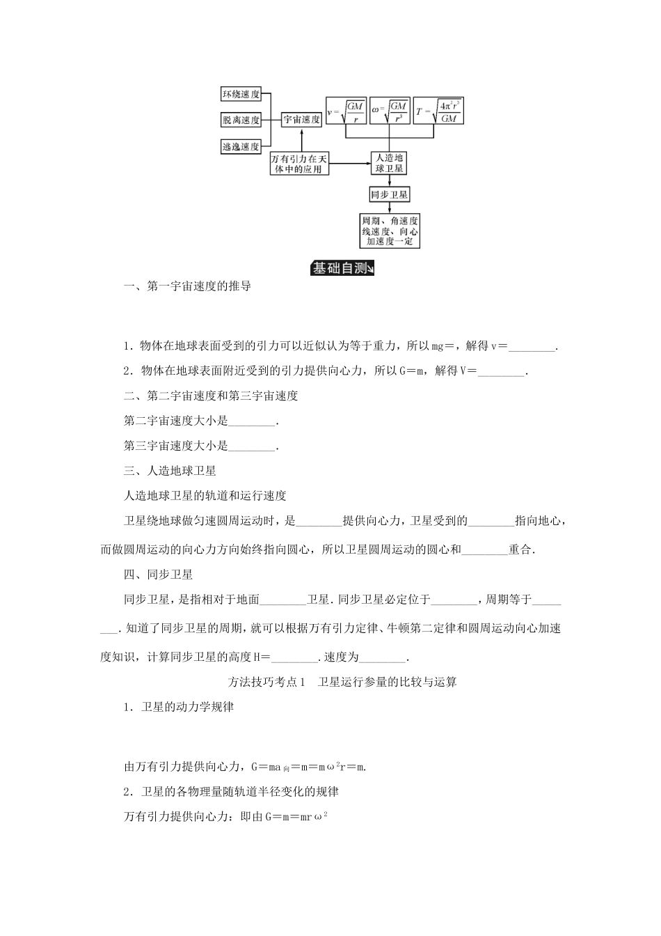 高考物理总复习 第17讲 万有引力定律与航天讲义-人教版高三物理试题_第2页