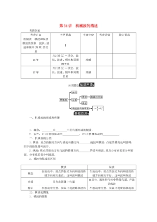 高考物理总复习 第54讲 机械波的描述讲义-人教版高三物理试题