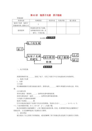 高考物理总复习 第63讲 氢原子光谱原子能级讲义-人教版高三物理试题