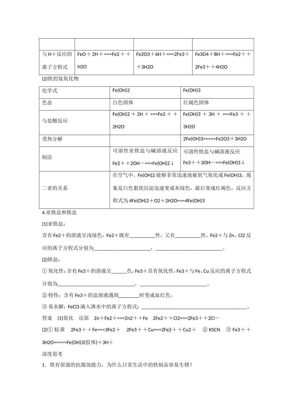（江苏专用）高考化学大一轮总复习讲义 第三章 第3讲 铁及其化合物 新人教版-新人教版高三全册化学试题_第2页