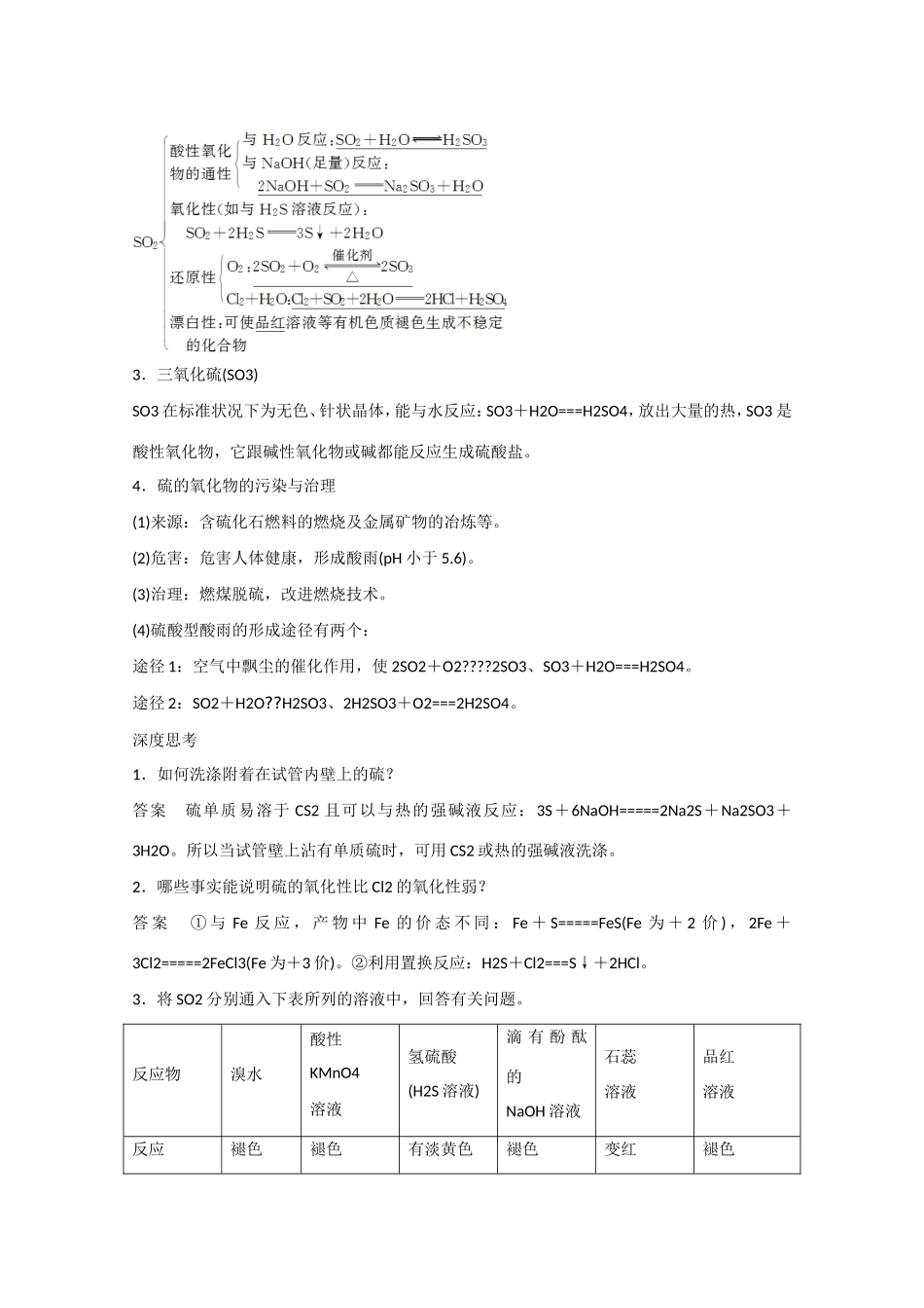 （江苏专用）高考化学大一轮总复习讲义 第四章 第3讲 硫及其化合物 新人教版-新人教版高三全册化学试题_第2页