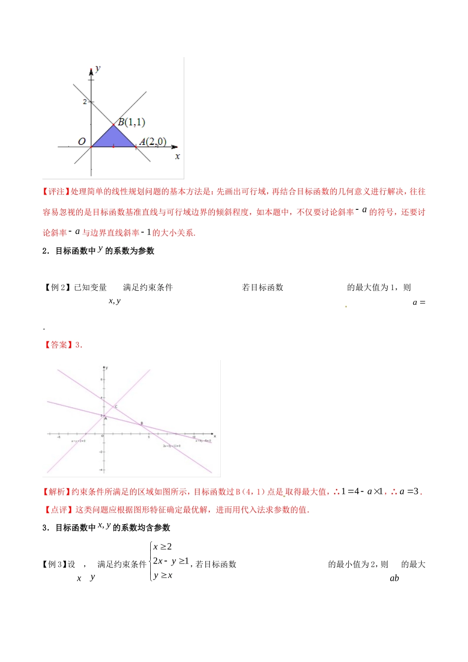 高三数学 备考冲刺140分 问题11 含参数的线性规划与非线性规划问题（含解析）-人教版高三数学试题_第3页