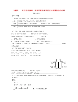 （江苏专用）高考化学二轮复习 专题六 化学反应速率、化学平衡及化学反应与能量的综合应用能力展示-人教版高三全册化学试题