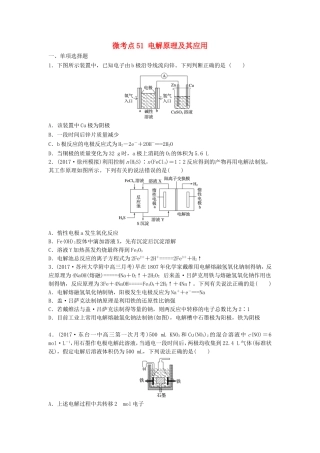 （江苏专用）高考化学一轮复习 微考点51 电解原理及其应用试题-人教版高三全册化学试题