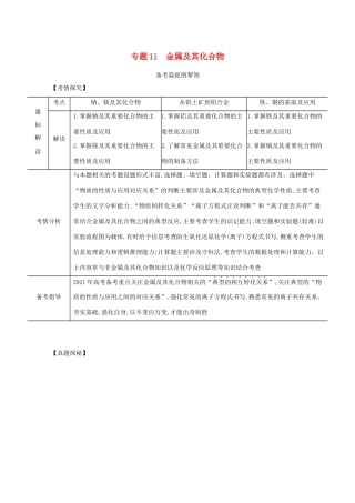 （江苏专用）高考化学一轮复习 专题11 金属及其化合物练习（含解析）-人教版高三全册化学试题