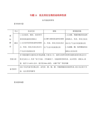 （江苏专用）高考化学一轮复习 专题14 烃及其衍生物的结构和性质练习（含解析）-人教版高三全册化学试题