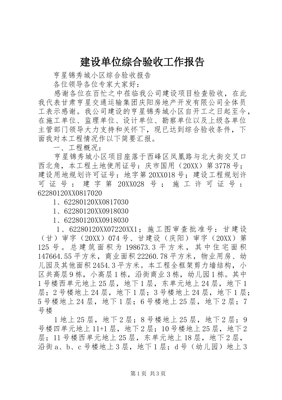 2024年建设单位综合验收工作报告_第1页