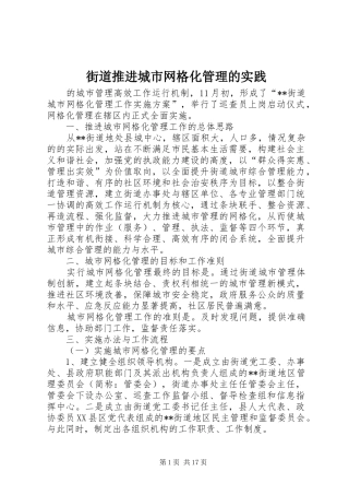 2024年街道推进城市网格化管理的实践