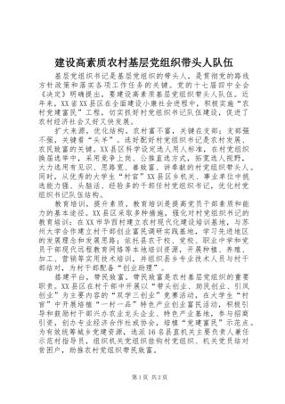 2024年建设高素质农村基层党组织带头人队伍