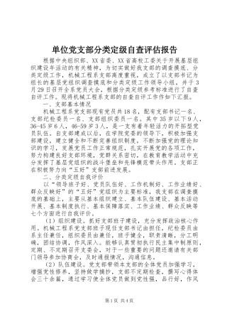 2024年单位党支部分类定级自查评估报告